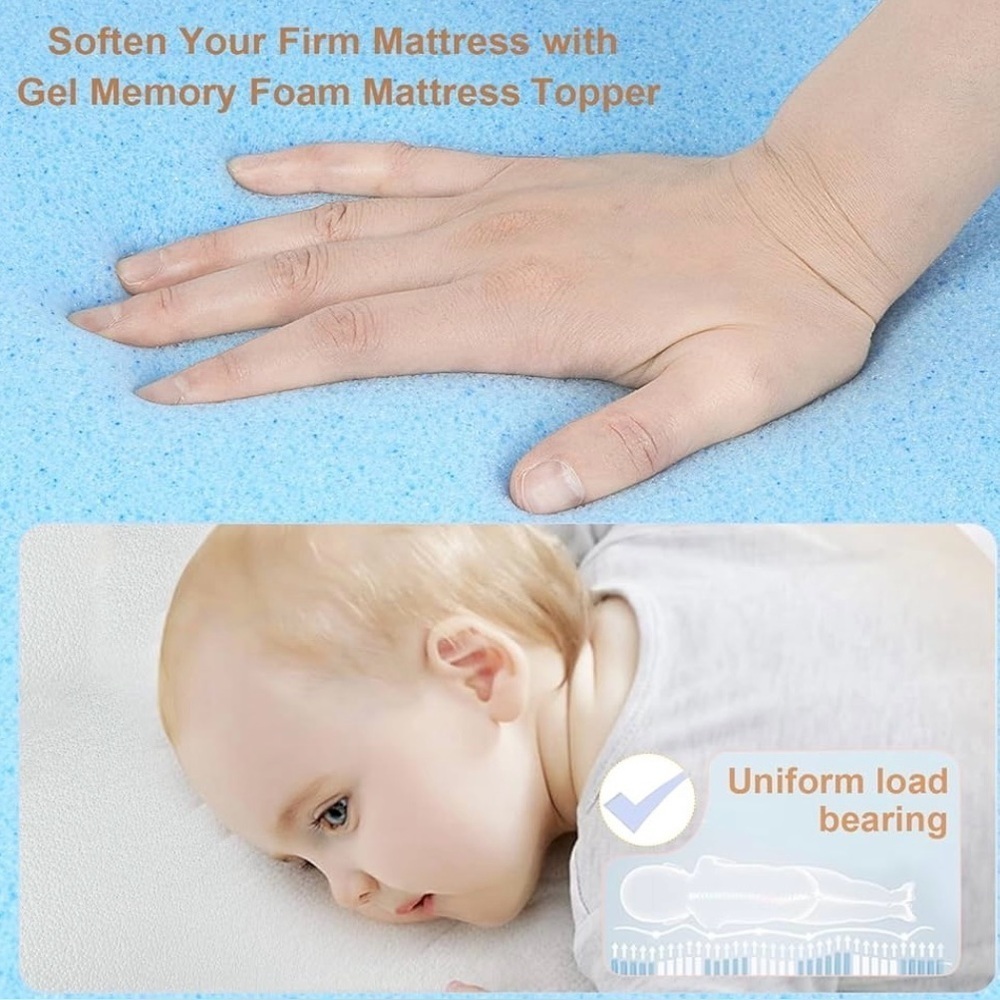 NeoBorn Baby Bassinet Mattress Pad, 20”x33”, Dual Sided Comfort Gel Memory Foam - Picture 2 of 10